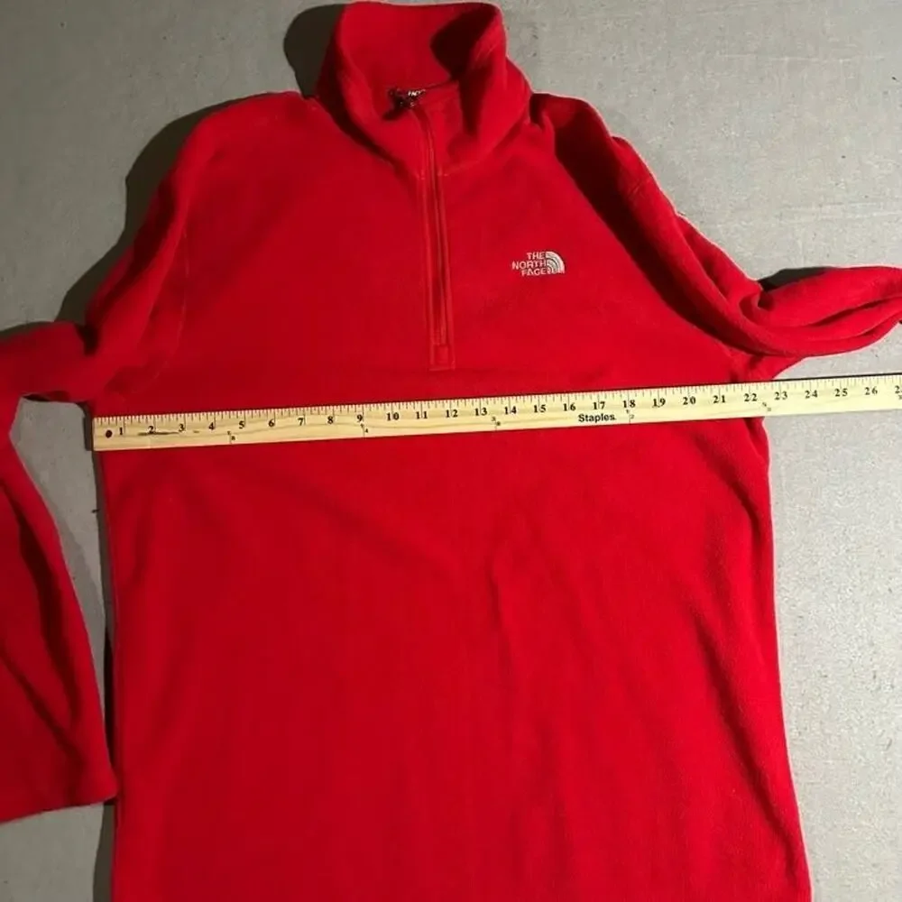 The North Face Quarter Zip Fleece Jacket Mens Large Red Hiking Outdoors